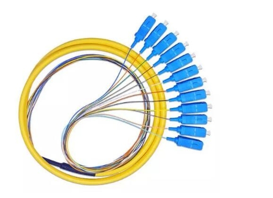 Noyau optique du SM 12 de Sc UPC de la longueur 1m 2M 5M FC de la couleur 0.9mm 2.0M 3.0MM du tresse 12 de câble d'évasion de fibre