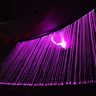 Rideau de fibre optique en plastique extérieur allumant les lumières optiques de rideaux en cascade de fibre de PMMA