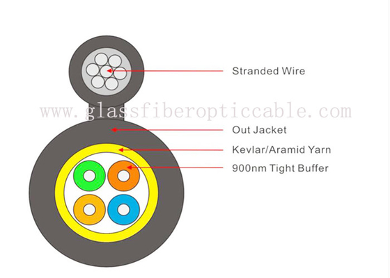 Appui optique 12B6a2 d'individu de rond du câble d'interface de fibre de FTTH GYTC8H G657A2