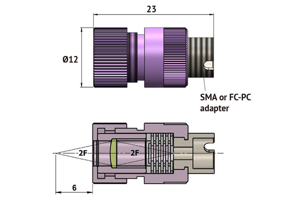 Câbles optiques FC/PC de fibre ou connecteurs de SMA avec la lentille d'objectifs se refocalisante infrarouge moyenne
