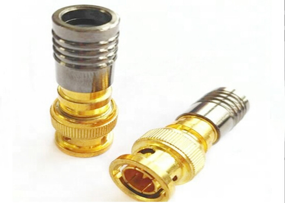 Connecteur masculin imperméable de compression de BNC pour le connecteur de l'or du câble RG59/télévision en circuit fermé