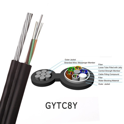 Câble d'interface optique portatif de fibre d'individu de GYTC8Y LSZH G657A de soutien 12 du noyau 8 du noyau rond FTTH du noyau 2