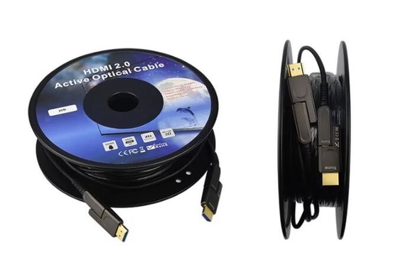 60Hz 18Gbs a évalué le câble à fibres optiques 15m HDMI 2,0 prise de D de fibre de cuivre à d'alternative de D