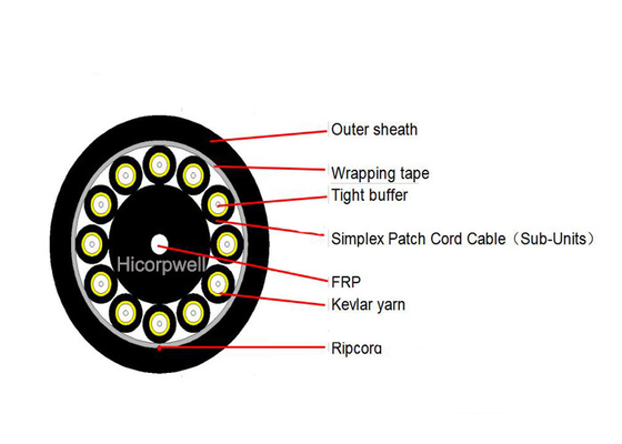 Noir serré du SM G652D LSZH du câble à fibres optiques 12F de tampon d'évasion