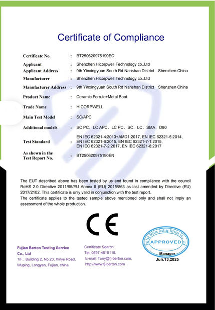 LA CHINE Shenzhen Hicorpwell Technology Co., Ltd certifications